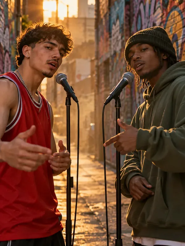 Graffiti Alley stage for an AI rap video